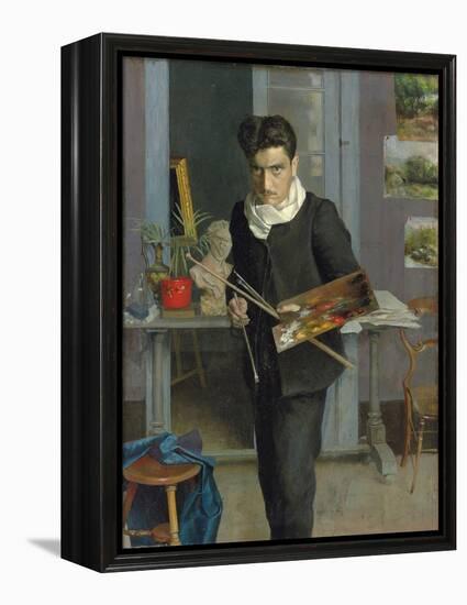 Self-Portrait of the Artist in His Studio, 1898 (Oil on Canvas)-Julio Romero de Torres-Framed Premier Image Canvas