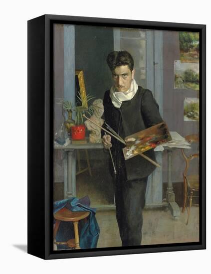 Self-Portrait of the Artist in His Studio, 1898 (Oil on Canvas)-Julio Romero de Torres-Framed Premier Image Canvas