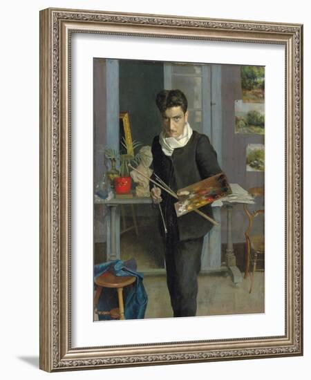 Self-Portrait of the Artist in His Studio, 1898 (Oil on Canvas)-Julio Romero de Torres-Framed Giclee Print