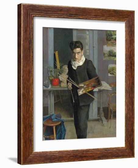 Self-Portrait of the Artist in His Studio, 1898 (Oil on Canvas)-Julio Romero de Torres-Framed Giclee Print