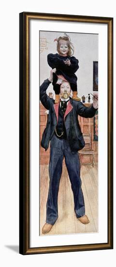 Self Portrait of the Artist with His Daughter, Brita, 1899-Carl Larsson-Framed Giclee Print