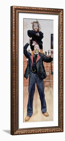 Self Portrait of the Artist with His Daughter, Brita, 1899-Carl Larsson-Framed Giclee Print