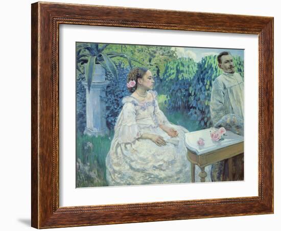 Self Portrait of the Artist with His Sister, Elena Borisova-Musatova, 1898-Viktor Elpidiforovich Borisov-musatov-Framed Giclee Print