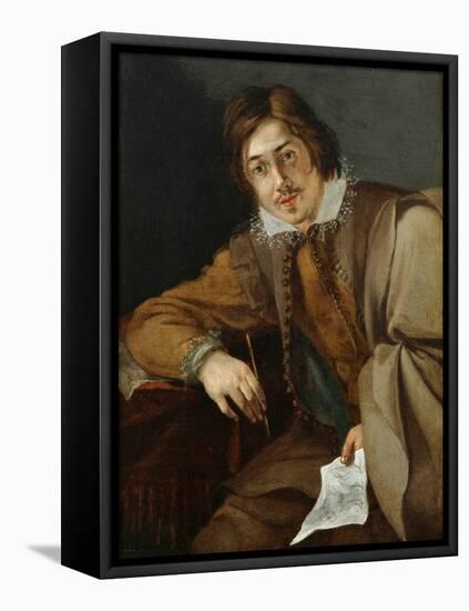 Self-Portrait (Oil on Copper)-Cornelis Saftleven-Framed Premier Image Canvas