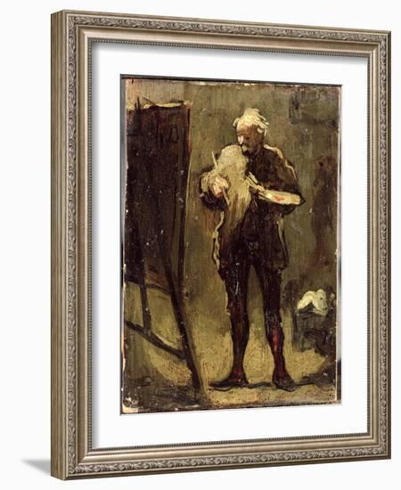 Self Portrait (Oil on Panel)-Honore Daumier-Framed Giclee Print