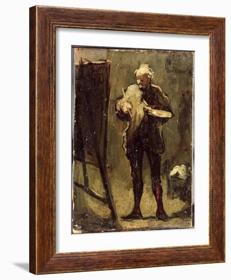 Self Portrait (Oil on Panel)-Honore Daumier-Framed Giclee Print