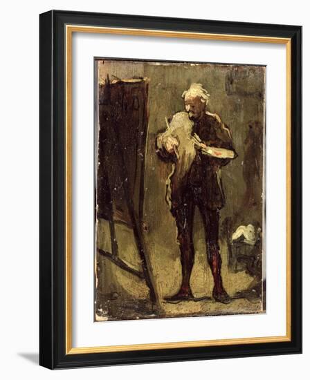 Self Portrait (Oil on Panel)-Honore Daumier-Framed Giclee Print