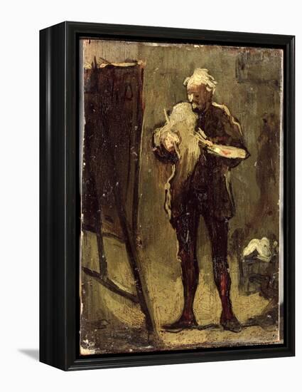 Self Portrait (Oil on Panel)-Honore Daumier-Framed Premier Image Canvas