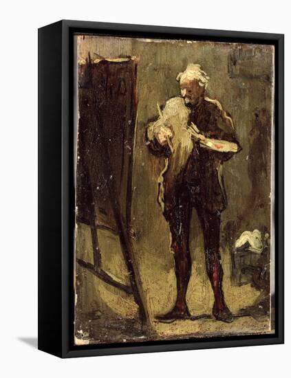 Self Portrait (Oil on Panel)-Honore Daumier-Framed Premier Image Canvas