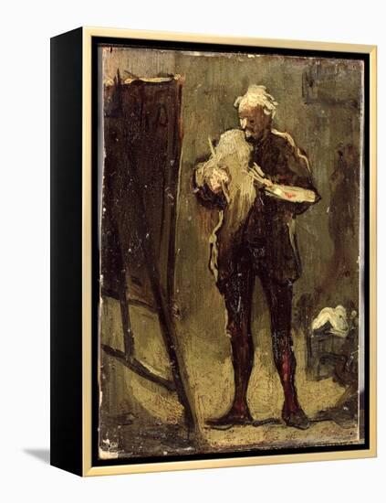 Self Portrait (Oil on Panel)-Honore Daumier-Framed Premier Image Canvas