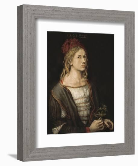 Self-Portrait or Portrait of the Artist Holding a Thistle-Albrecht Dürer-Framed Art Print