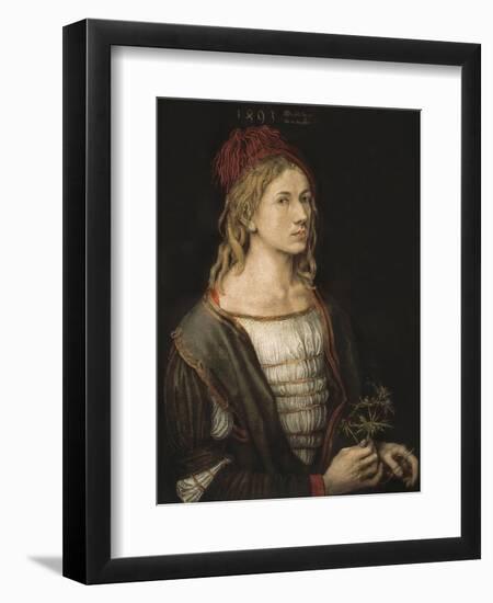 Self-Portrait or Portrait of the Artist Holding a Thistle-Albrecht Dürer-Framed Art Print