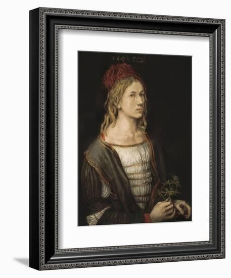 Self-Portrait or Portrait of the Artist Holding a Thistle-Albrecht Dürer-Framed Art Print