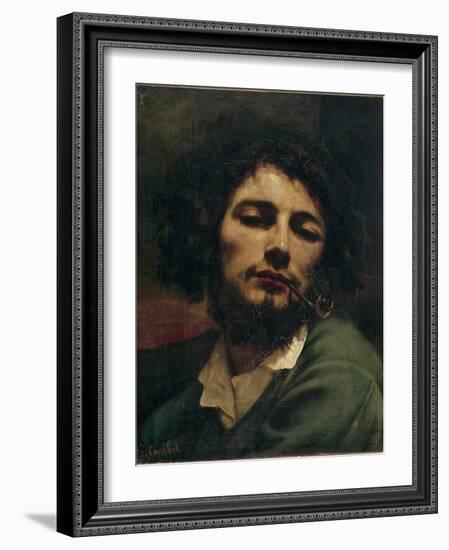 Self-Portrait or the Man with the Pipe (Oil on Canvas, 1849)-Gustave Courbet-Framed Giclee Print