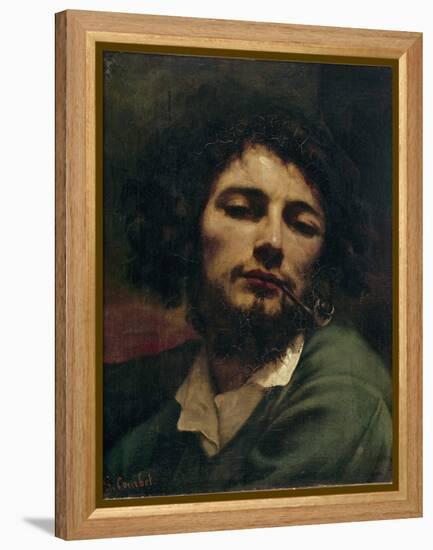 Self-Portrait or the Man with the Pipe (Oil on Canvas, 1849)-Gustave Courbet-Framed Premier Image Canvas