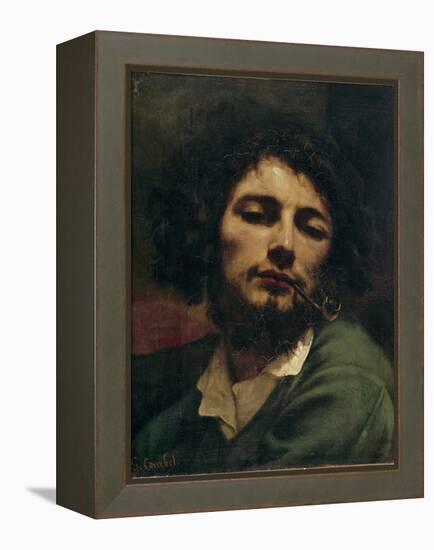 Self-Portrait or the Man with the Pipe (Oil on Canvas, 1849)-Gustave Courbet-Framed Premier Image Canvas