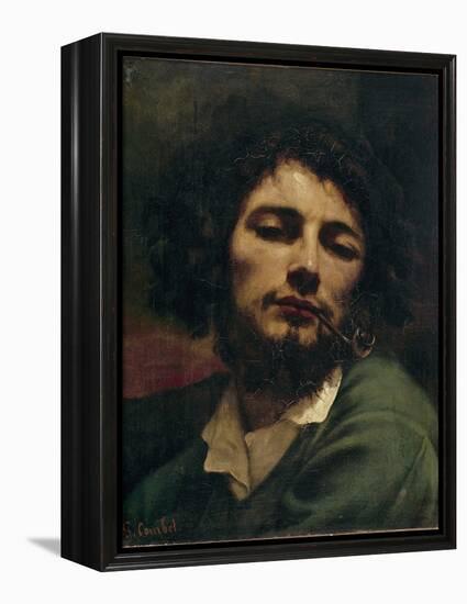 Self-Portrait or the Man with the Pipe (Oil on Canvas, 1849)-Gustave Courbet-Framed Premier Image Canvas