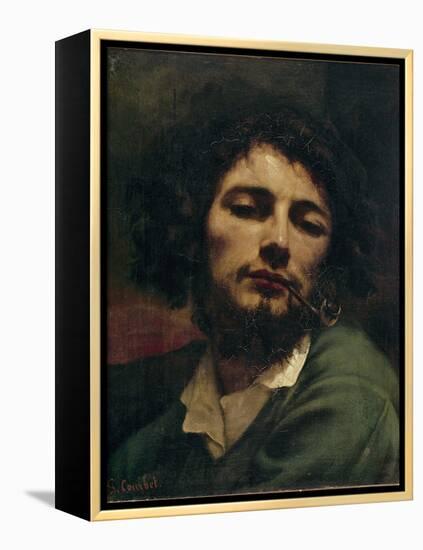 Self-Portrait or the Man with the Pipe (Oil on Canvas, 1849)-Gustave Courbet-Framed Premier Image Canvas