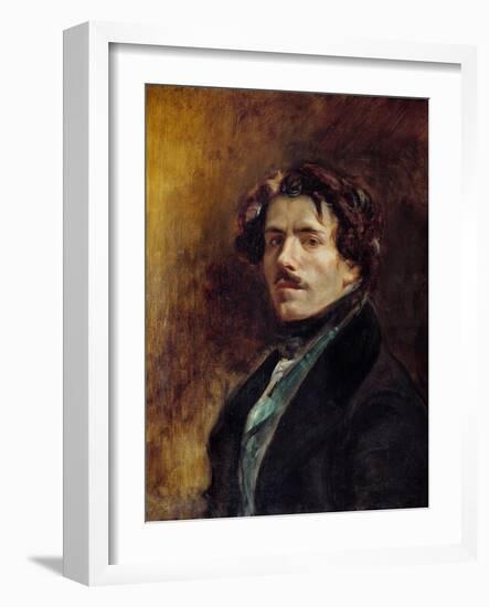 Self-Portrait Painting by Eugene Delacroix (1798-1863) 1837 Sun. 0,65X0,54 M - Self-Portrait of Eug-Ferdinand Victor Eugene Delacroix-Framed Giclee Print