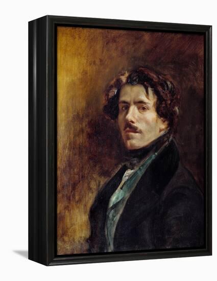 Self-Portrait Painting by Eugene Delacroix (1798-1863) 1837 Sun. 0,65X0,54 M - Self-Portrait of Eug-Ferdinand Victor Eugene Delacroix-Framed Premier Image Canvas