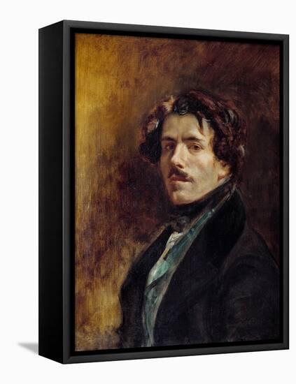 Self-Portrait Painting by Eugene Delacroix (1798-1863) 1837 Sun. 0,65X0,54 M - Self-Portrait of Eug-Ferdinand Victor Eugene Delacroix-Framed Premier Image Canvas