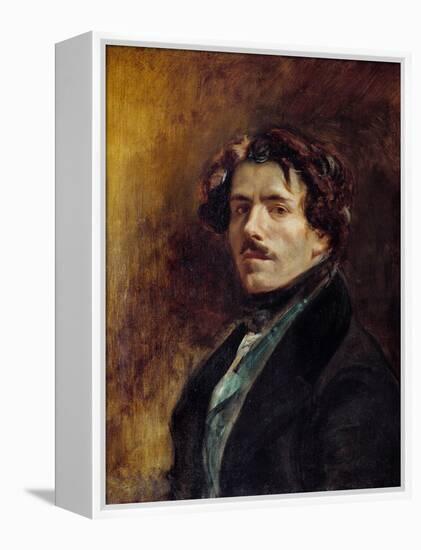 Self-Portrait Painting by Eugene Delacroix (1798-1863) 1837 Sun. 0,65X0,54 M - Self-Portrait of Eug-Ferdinand Victor Eugene Delacroix-Framed Premier Image Canvas