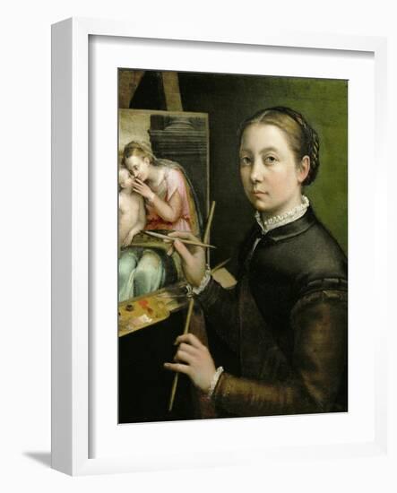 Self-portrait, painting the Madonna, 1556-Sofonisba Anguissola-Framed Giclee Print