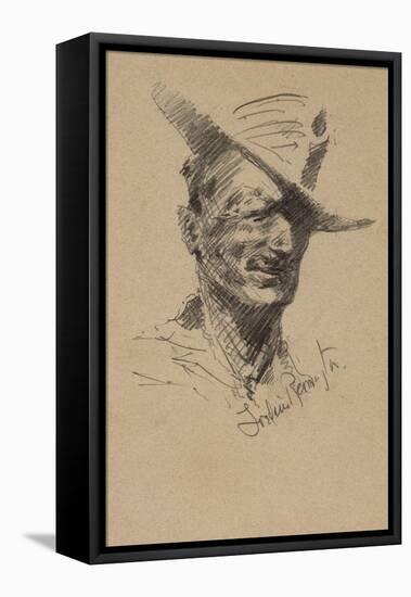 Self Portrait (Pencil on Paper)-Frederic Remington-Framed Premier Image Canvas