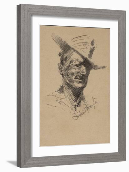 Self Portrait (Pencil on Paper)-Frederic Remington-Framed Giclee Print