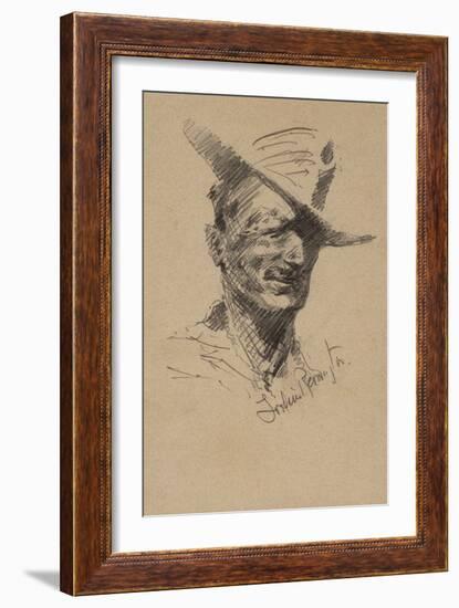 Self Portrait (Pencil on Paper)-Frederic Remington-Framed Giclee Print
