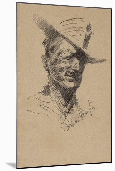 Self Portrait (Pencil on Paper)-Frederic Remington-Mounted Giclee Print