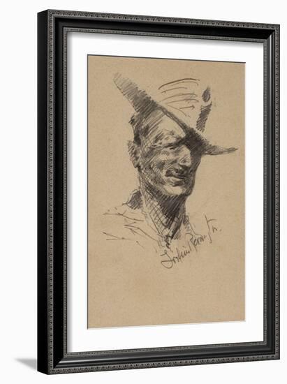 Self Portrait (Pencil on Paper)-Frederic Remington-Framed Giclee Print