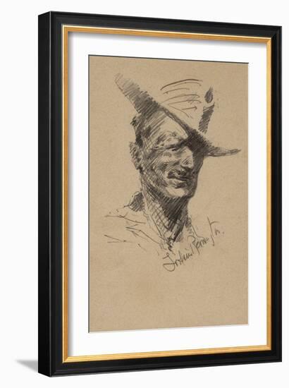 Self Portrait (Pencil on Paper)-Frederic Remington-Framed Giclee Print