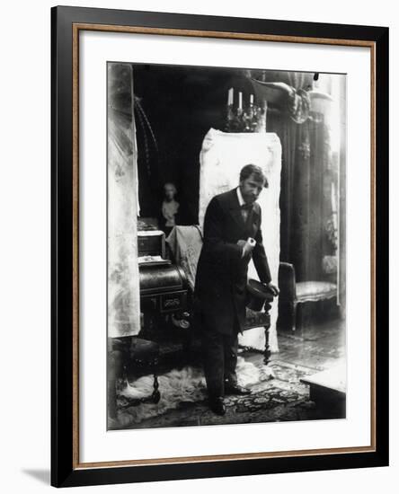 Self Portrait, Posing with a Silk Hat in the Studio, Rue Du Val De Grâce, Paris, c.1896-Alphonse Mucha-Framed Photographic Print