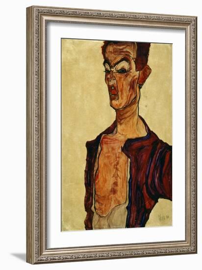 Self Portrait Screaming-Egon Schiele-Framed Giclee Print