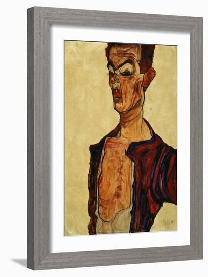 Self Portrait Screaming-Egon Schiele-Framed Giclee Print