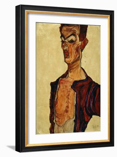 Self Portrait Screaming-Egon Schiele-Framed Giclee Print