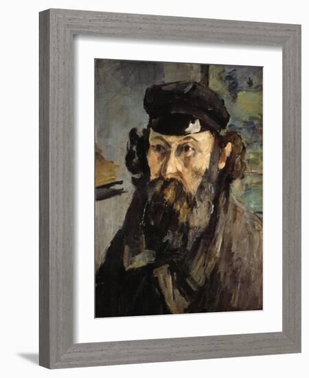 Self-Portrait with a Casquette, 1872-1873-Paul Cézanne-Framed Giclee Print