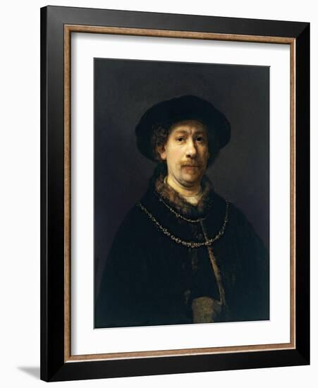 Self-Portrait with a Hat and Two Chains-Rembrandt van Rijn-Framed Giclee Print