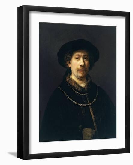 Self-Portrait with a Hat and Two Chains-Rembrandt van Rijn-Framed Giclee Print