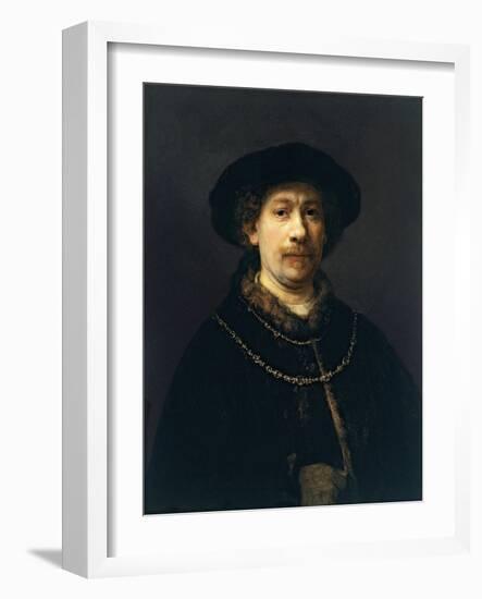 Self-Portrait with a Hat and Two Chains-Rembrandt van Rijn-Framed Giclee Print