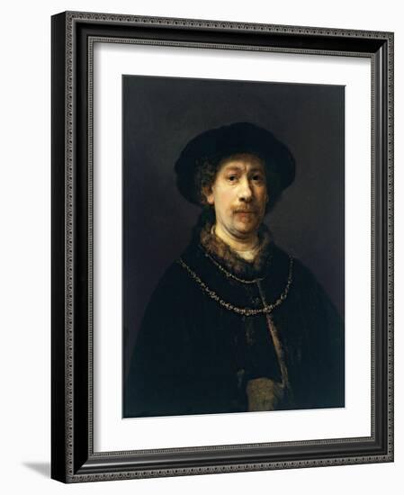 Self-Portrait with a Hat and Two Chains-Rembrandt van Rijn-Framed Giclee Print