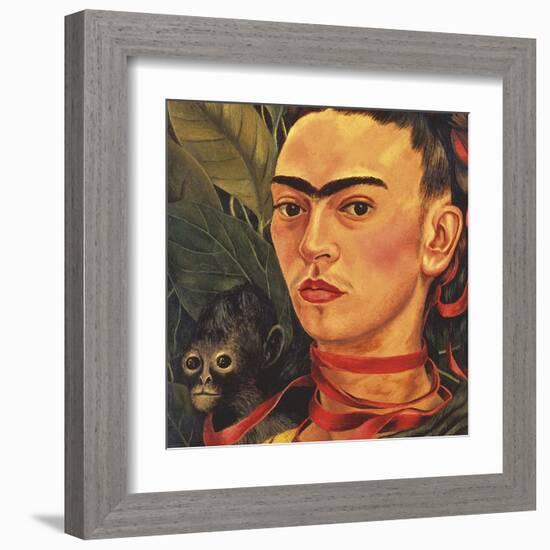 Self Portrait with a Monkey, c.1940 (detail)-Frida Kahlo-Framed Art Print