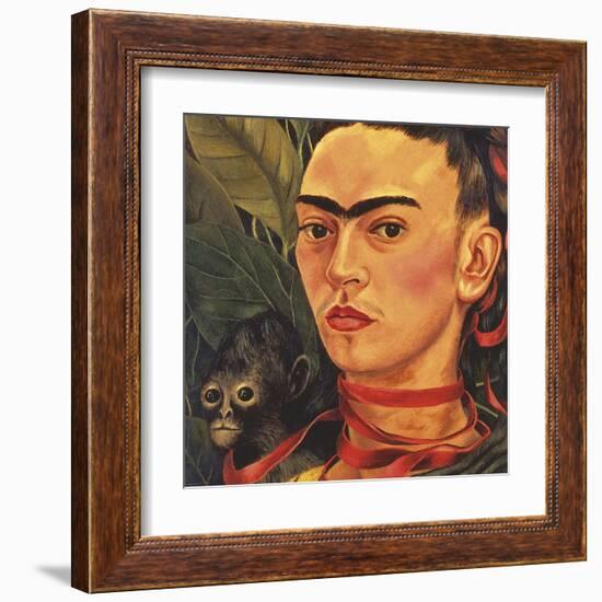 Self Portrait with a Monkey, c.1940 (detail)-Frida Kahlo-Framed Art Print