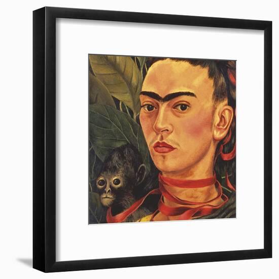 Self Portrait with a Monkey, c.1940 (detail)-Frida Kahlo-Framed Art Print