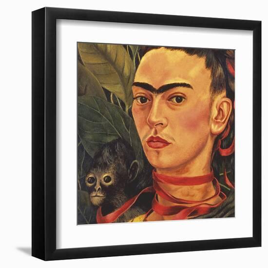 Self Portrait with a Monkey, c.1940 (detail)-Frida Kahlo-Framed Art Print