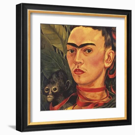 Self Portrait with a Monkey, c.1940 (detail)-Frida Kahlo-Framed Art Print