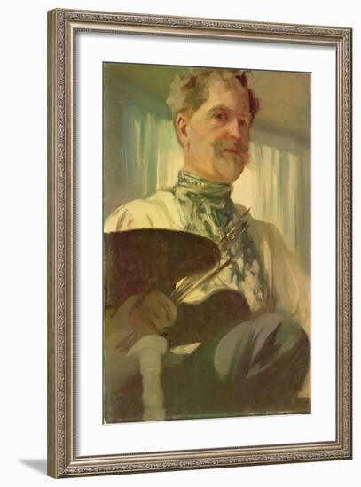 Self Portrait with a Palette, 1907-Alphonse Mucha-Framed Giclee Print