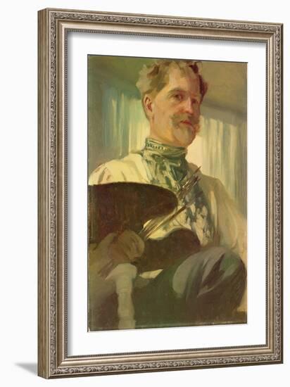 Self Portrait with a Palette, 1907-Alphonse Mucha-Framed Giclee Print