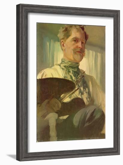 Self Portrait with a Palette, 1907-Alphonse Mucha-Framed Giclee Print